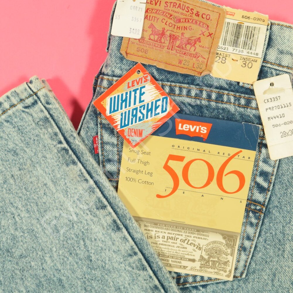 Vintage Levis 506 Jeans Womens 28 Student Fit Acid Wash 80s Deadstock New